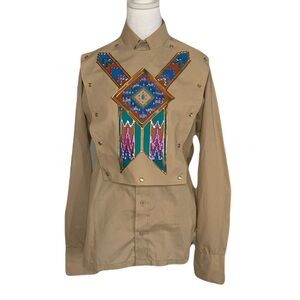 Vintage Gold Collection by Karman Medium Southwestern Pearl Snap Western Top